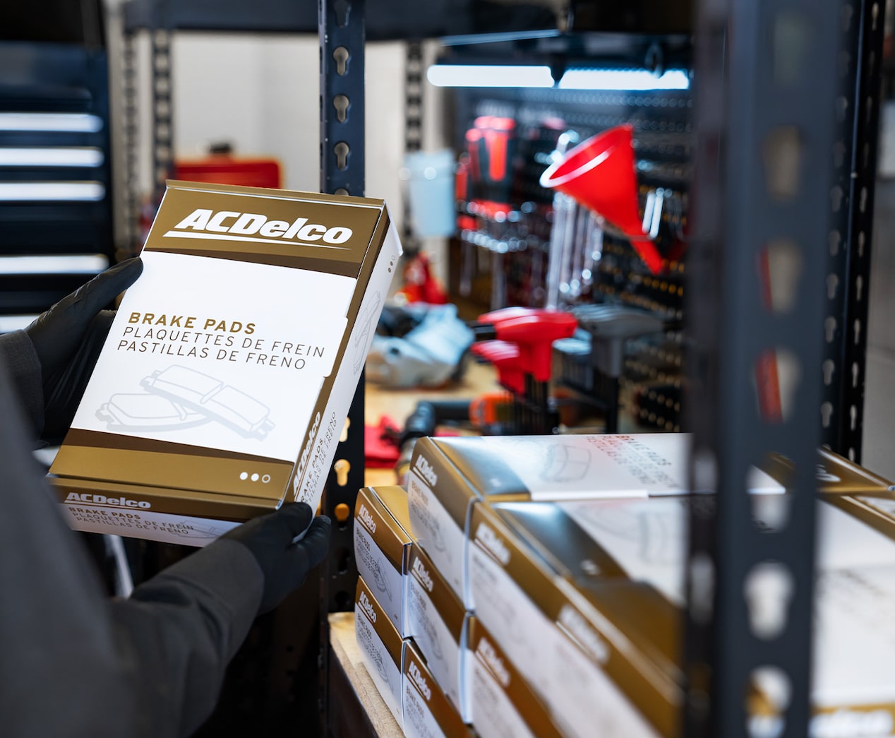 ACDelco car parts box held in a warehouse